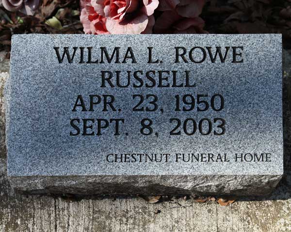 Wilma L. Rowe Russell Gravestone Photo