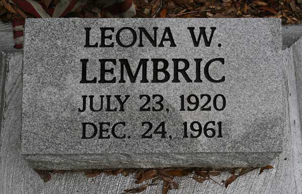 Leona W. Lembric Gravestone Photo