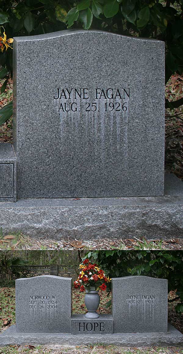 Jayne Fagan Hope Gravestone Photo