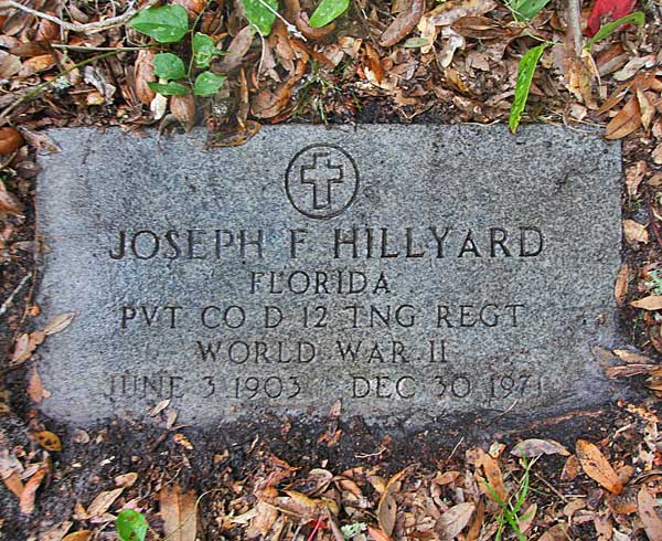 Joseph F. Hillyard Gravestone Photo