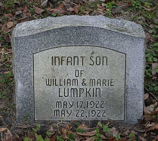 Infant Son Lumpkin Gravestone Photo