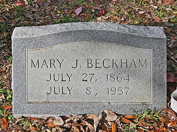 Mary J. Beckham Gravestone Photo