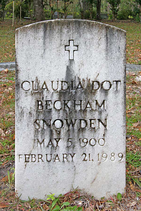 Claudia Dot Beckham Snowden Gravestone Photo