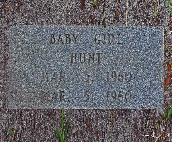 Baby Girl Hunt Gravestone Photo