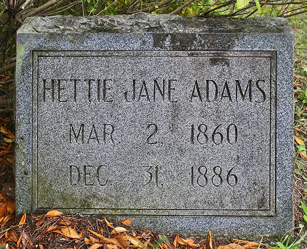 Hettie Jane Adams Gravestone Photo