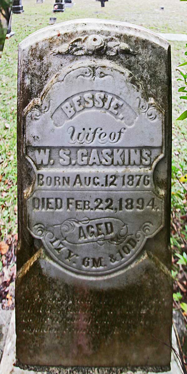 Bessie Gaskins Gravestone Photo