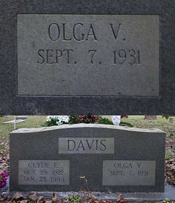 Olga V. Davis Gravestone Photo