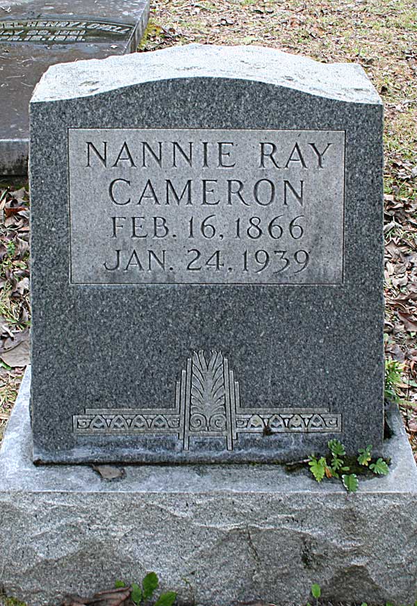 Nannie Ray Cameron Gravestone Photo