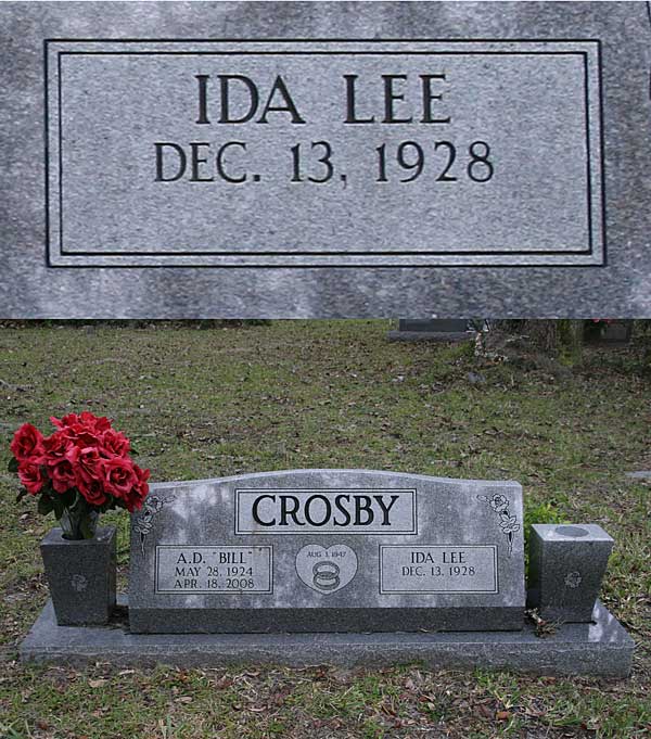Ida Lee Crosby Gravestone Photo