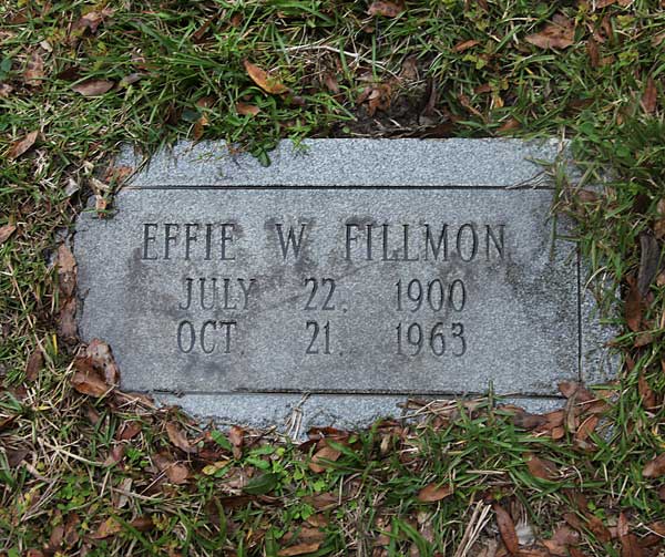 Effie W. Fillmon Gravestone Photo