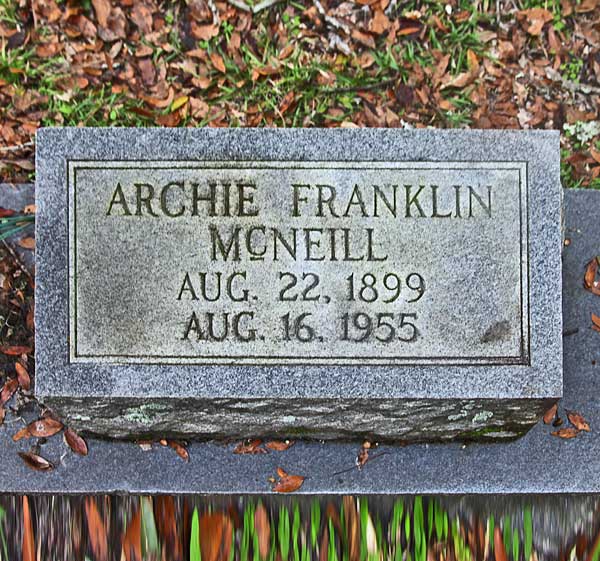 Archie Franklin McNeill Gravestone Photo