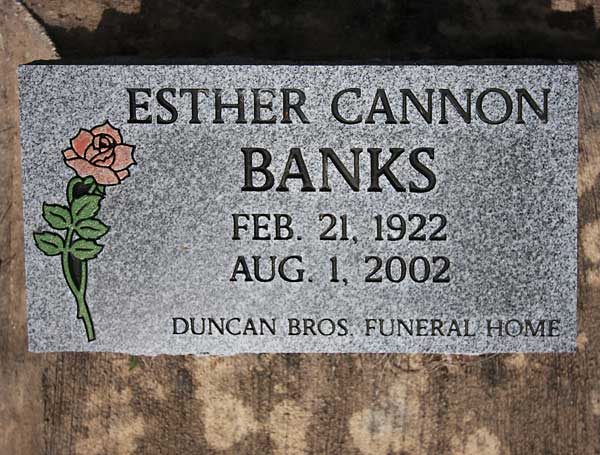 Esther Cannon Banks Gravestone Photo