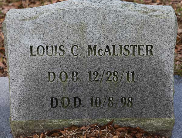 Louis C. McAlister Gravestone Photo