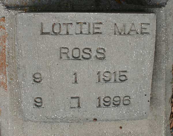 Lottie Mae Ross Gravestone Photo