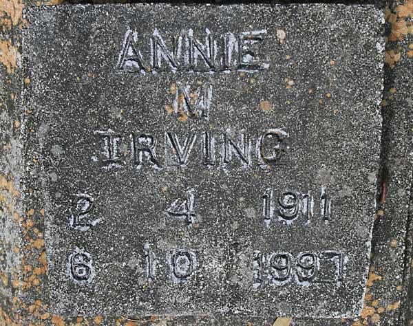 ANNIE N. IRVING Gravestone Photo