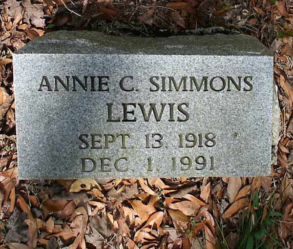 ANNIE C. SIMMONS LEWIS Gravestone Photo