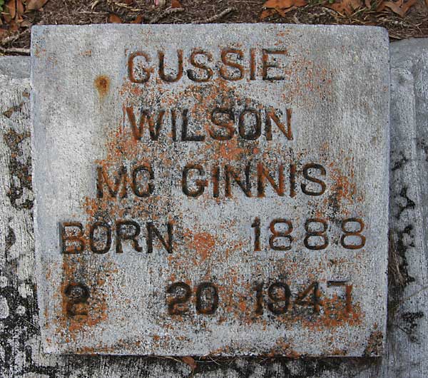 GUSSIE WILSON MCGINNIS Gravestone Photo