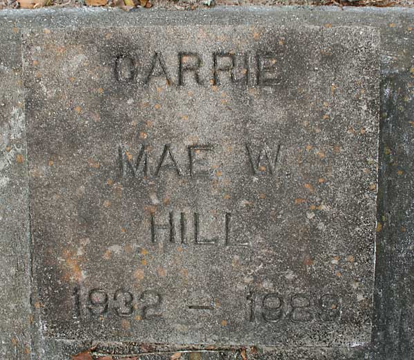 Carrie Mae W. Hill Gravestone Photo