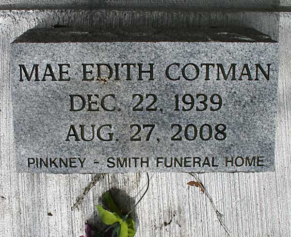 Mae Edith Cotman Gravestone Photo