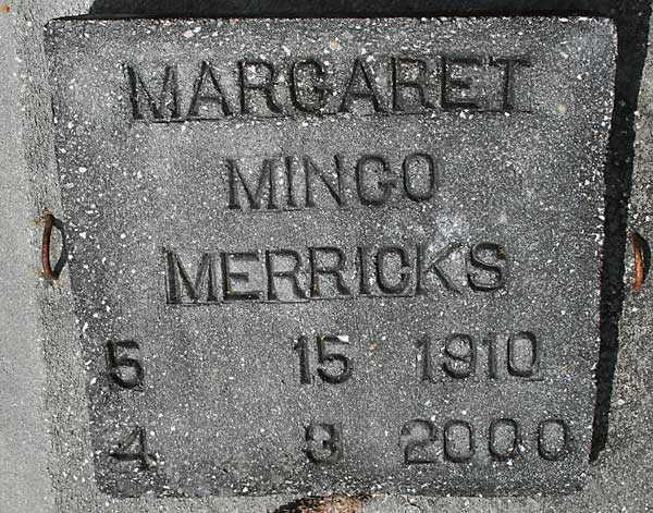 MARGARET MINGO MERRICKS Gravestone Photo