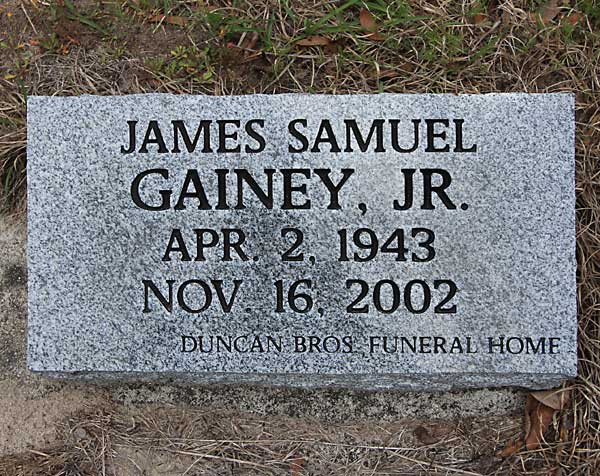 JAMES SAMUEL GAINEY Gravestone Photo