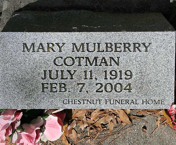 MARY MULBERY COTMAN Gravestone Photo