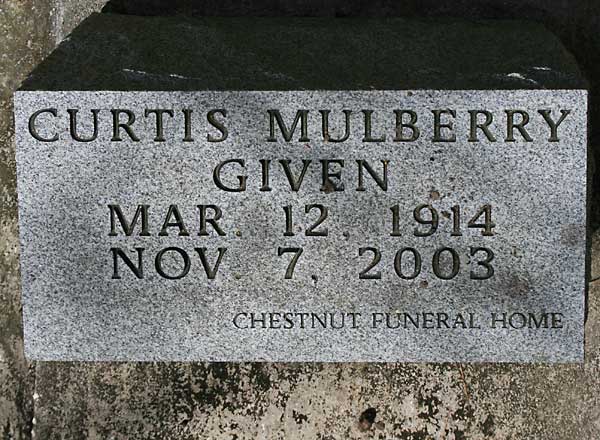CURTIS MULBERY GIVEN Gravestone Photo