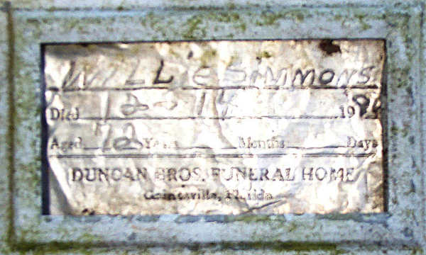 Willie Simmons Gravestone Photo