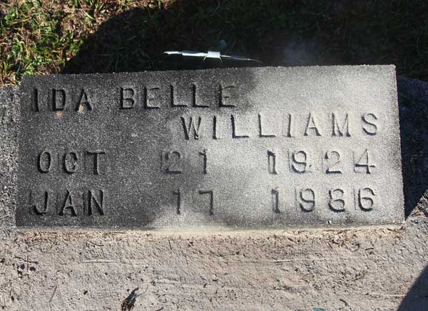 Ida Belle Williams Gravestone Photo