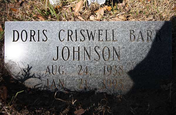 Doris Criswell Barr Johnson Gravestone Photo