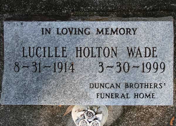 Lucille Holton Wade Gravestone Photo