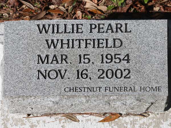 Willie Pearl Whitfield Gravestone Photo