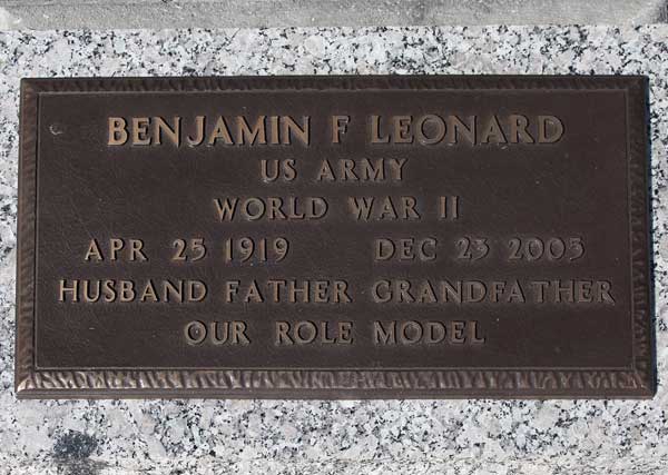 Benjamin F. Leonard Gravestone Photo