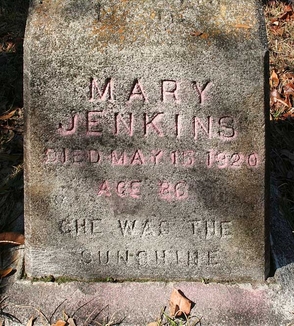 Mary Jenkins Gravestone Photo