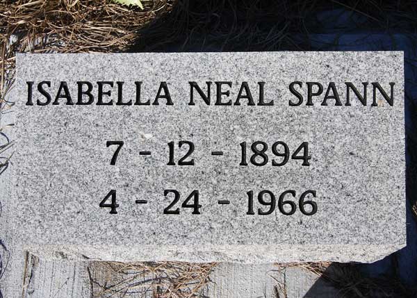 Isabella Neal Spann Gravestone Photo