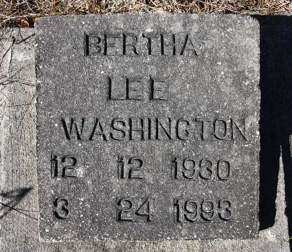 Bertha Lee Washington Gravestone Photo