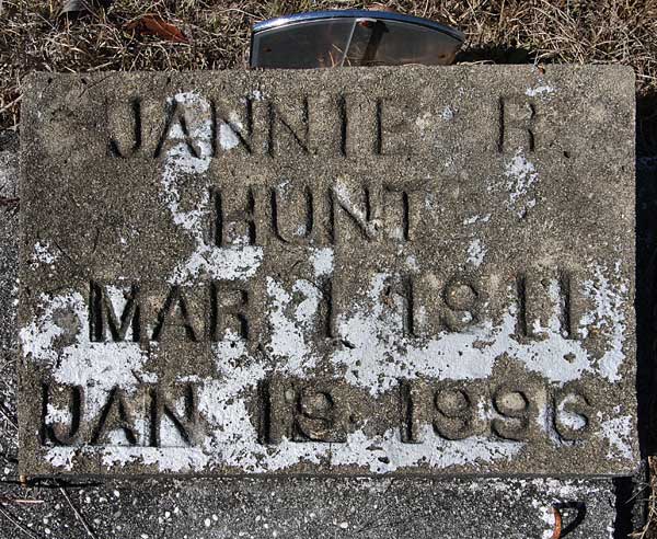 Jannie R. Hunt Gravestone Photo