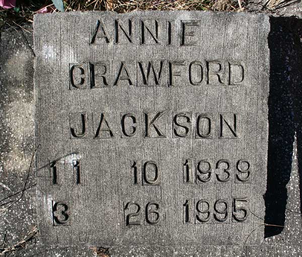 Annie Crawford Jackson Gravestone Photo