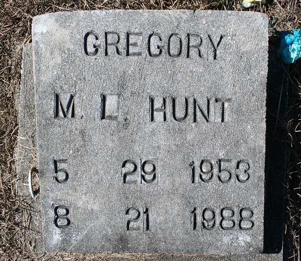Gregory M.L. Hunt Gravestone Photo