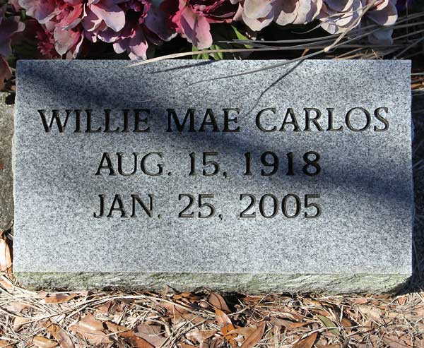 Willie Mae Carlos Gravestone Photo