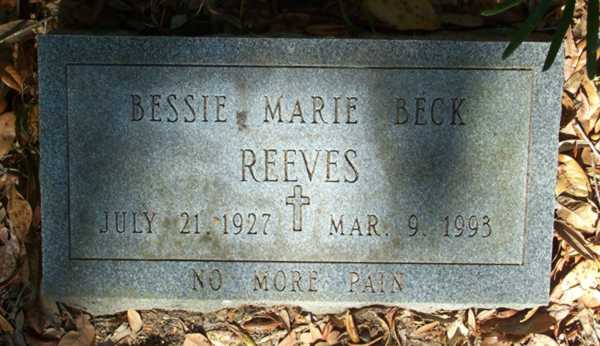 Bessie Marie Beck Reeves Gravestone Photo
