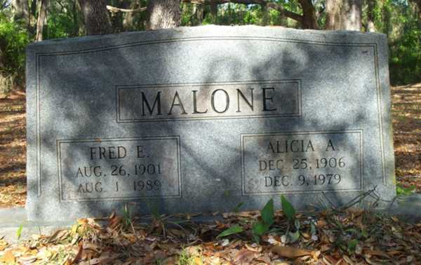 Fred E. & Alicia A. Malone Gravestone Photo
