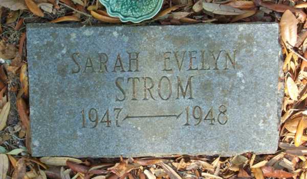 Sarah Evelyn Strom Gravestone Photo