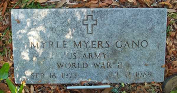 Myrle Myers Gano Gravestone Photo