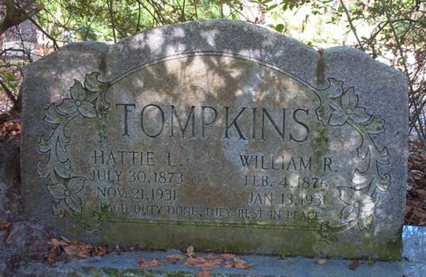 Hattie L & William R. Tompkins Gravestone Photo