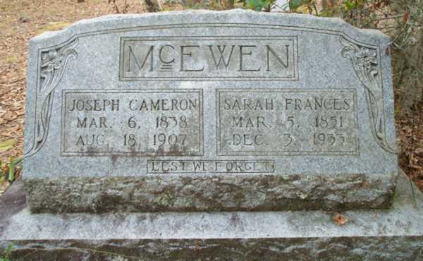 Joseph Cameron & Sarah Frances McEwen Gravestone Photo