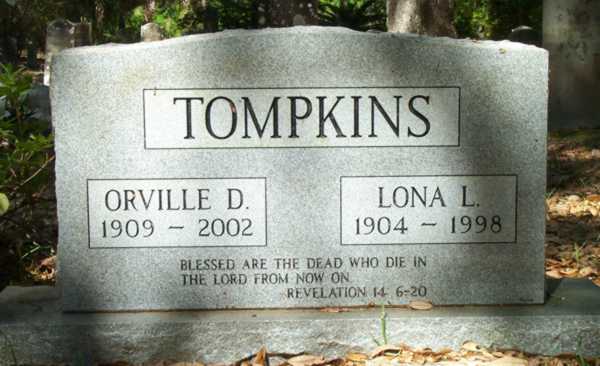 Orville D. & Lona L. Tompkins Gravestone Photo