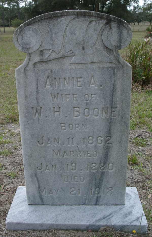 Annie A. Boone Gravestone Photo