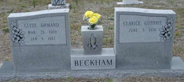Clyde Ormand & Clarice Guthrie Beckham Gravestone Photo