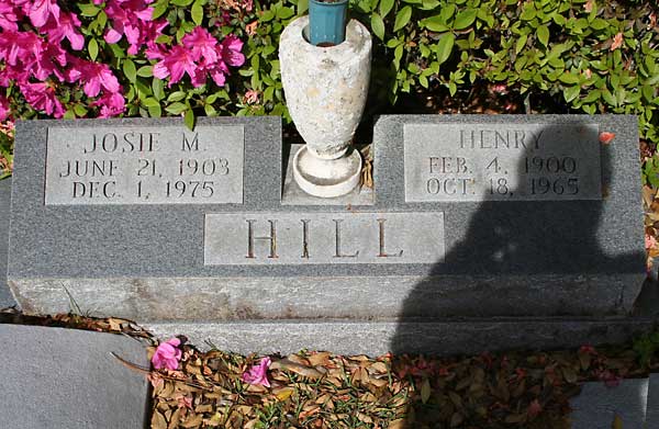 HENRY & JOSIE M. HILL Gravestone Photo